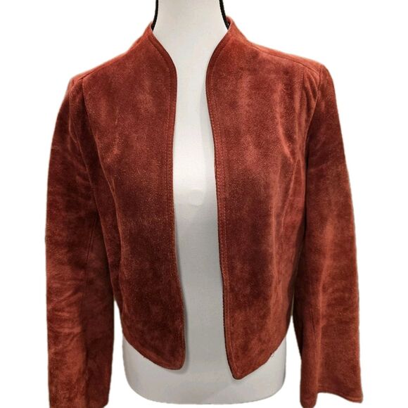 objectives Jackets & Blazers - 90s/Y2K Vintage Objectives Jacket Womens M Red Suede Leather Open Front Cropped